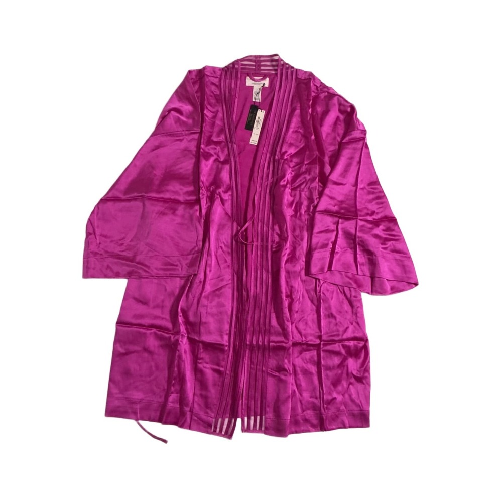 Victoria's Secret VS Archives 100% Silk Robe Magenta Pink Kimono Wrap M/L NWT $1